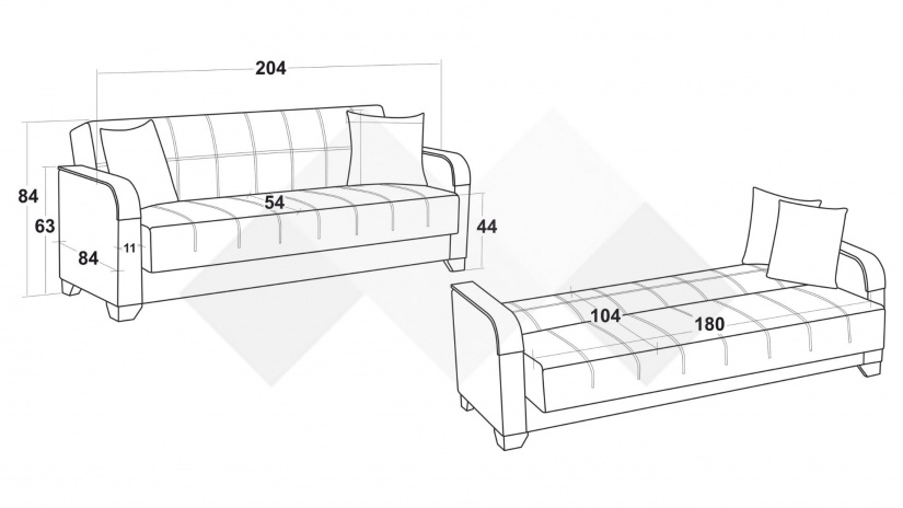 Диван Фъргис триместни бордо - изглед 5