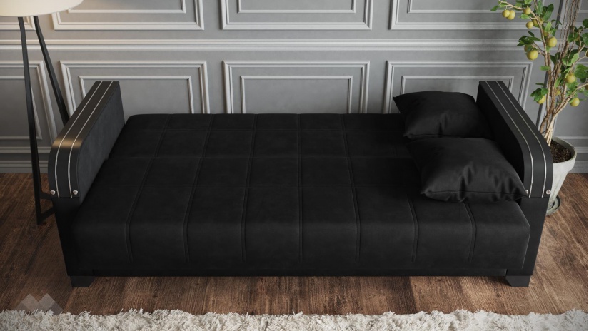 Диван Фъргис триместни черен - изглед 3