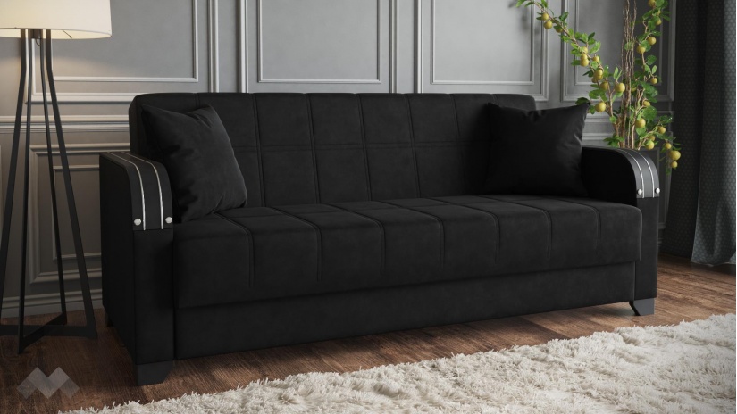 Диван Фъргис триместни черен - изглед 2