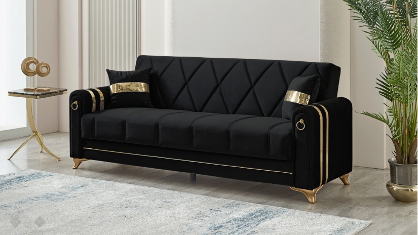 Диван Клара триместни черен - изглед 1