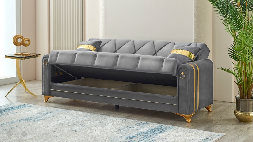 Диван Клара триместни сив - изглед 2 - МебелМаг Диван Клара триместни сив - изглед 2