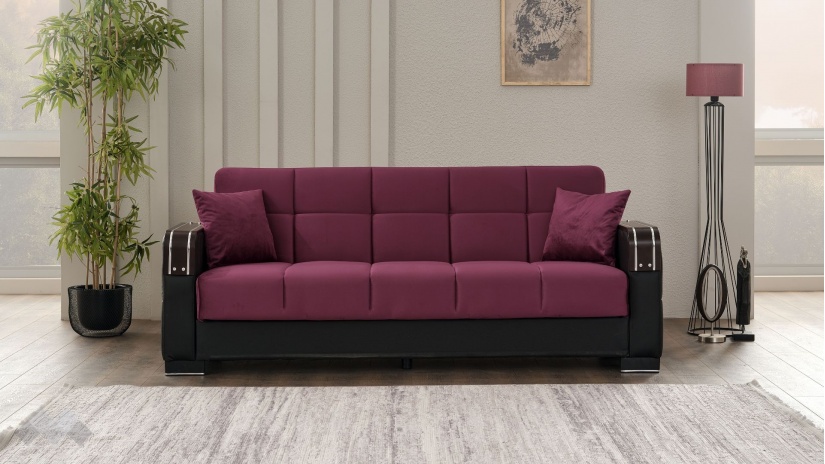 Диван Малатия триместни бордо - изглед 2