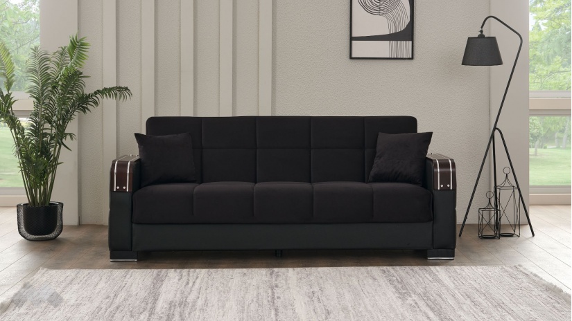 Диван Малатия триместни черен - изглед 2 - МебелМаг Диван Малатия триместни черен - изглед 2