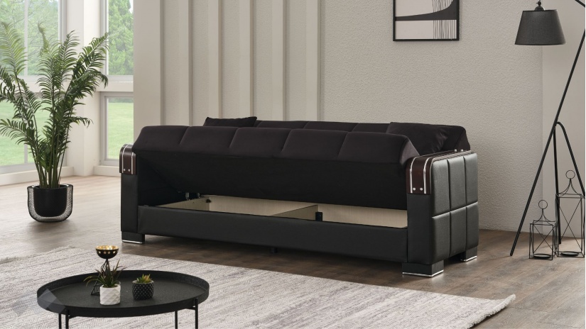 Диван Малатия триместни черен - изглед 3 - МебелМаг Диван Малатия триместни черен - изглед 3