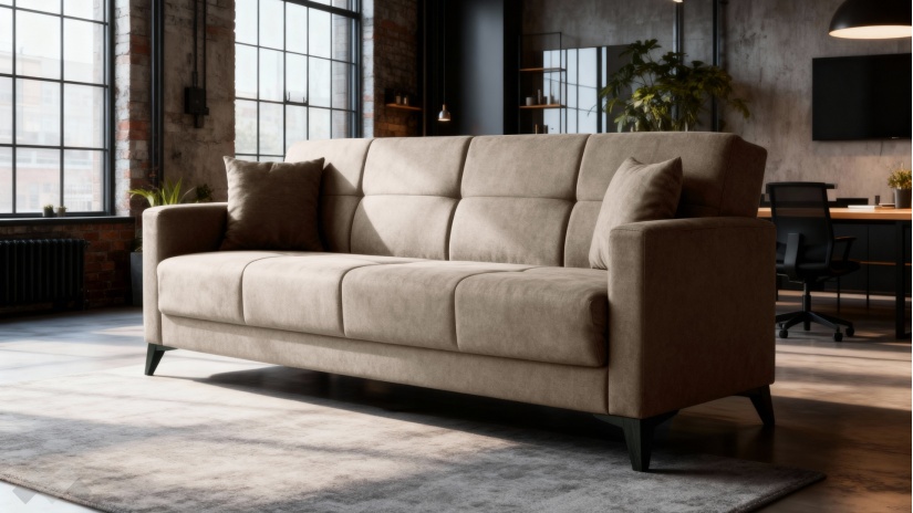 Диван Мира триместни кафяв - изглед 1 - МебелМаг Диван Мира триместни кафяв - изглед 1