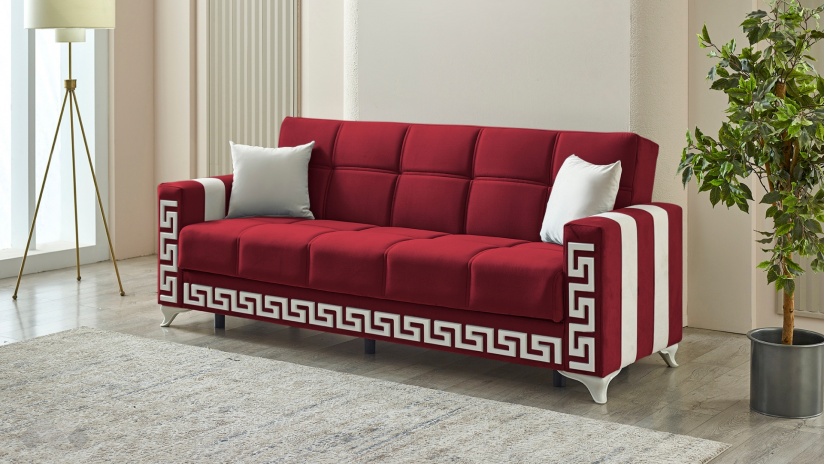 Диван Сабина триместни бордо - изглед 1