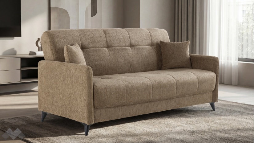 Диван Басел Покет триместни кафяв - изглед 1