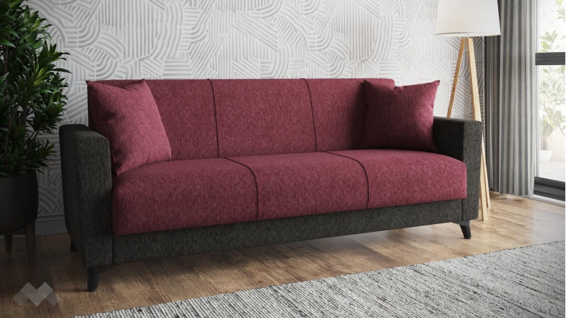 Диван Долче триместни бордо с черно - изглед 1 - МебелМаг Диван Долче триместни бордо с черно - изглед 1