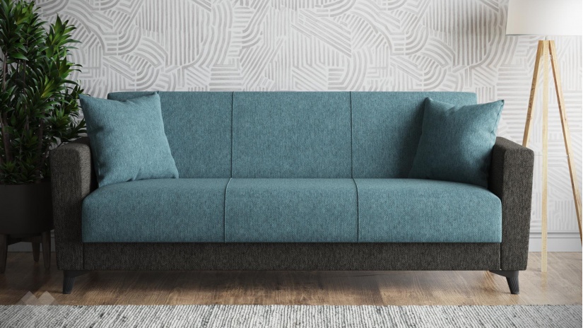 Диван Долче триместни син с черно - изглед 2 - МебелМаг Диван Долче триместни син с черно - изглед 2