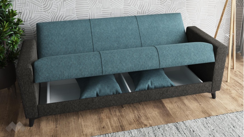 Диван Долче триместни син с черно - изглед 3 - МебелМаг Диван Долче триместни син с черно - изглед 3