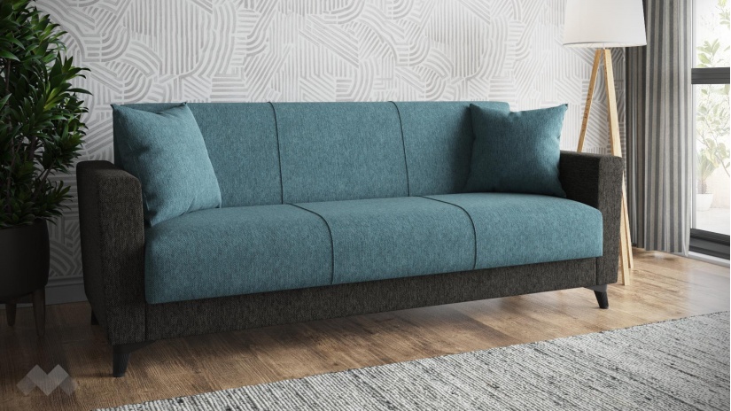 Диван Долче триместни син с черно - изглед 1 - МебелМаг Диван Долче триместни син с черно - изглед 1