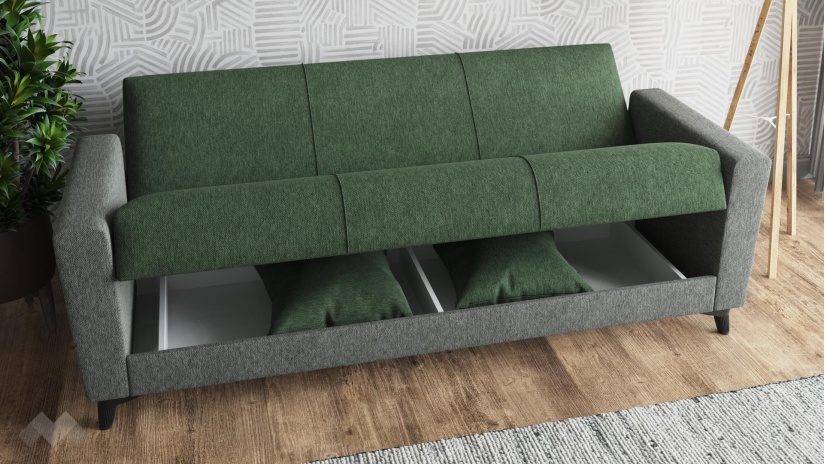 Диван Долче триместни зелен със сиво - изглед 3