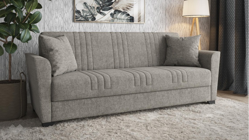 Диван Джина триместни бежов - изглед 1 - МебелМаг Диван Джина триместни бежов - изглед 1