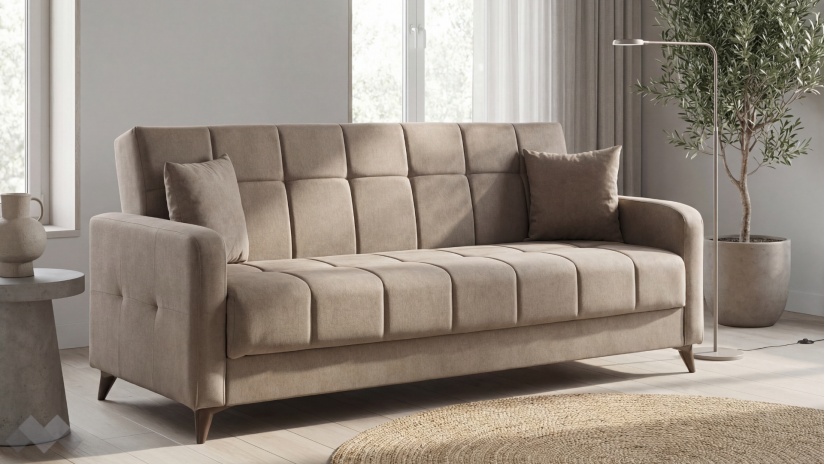 Диван Ламина триместни кафяв - изглед 1 - МебелМаг Диван Ламина триместни кафяв - изглед 1