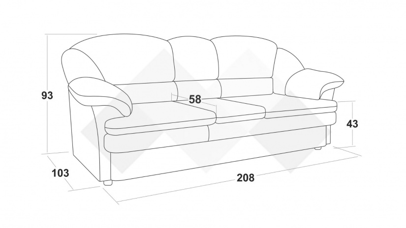 Диван Роси триместни кафяв - изглед 3