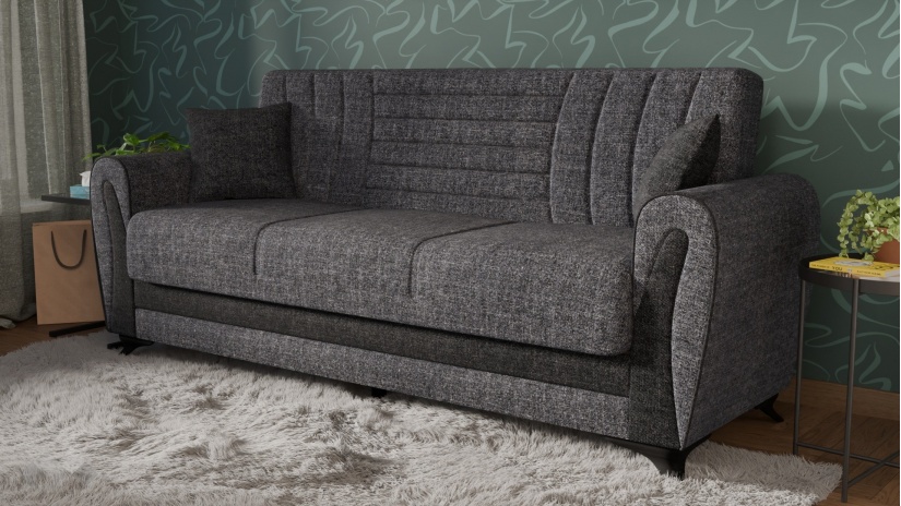 Диван Серен триместни сив - изглед 1 - МебелМаг Диван Серен триместни сив - изглед 1