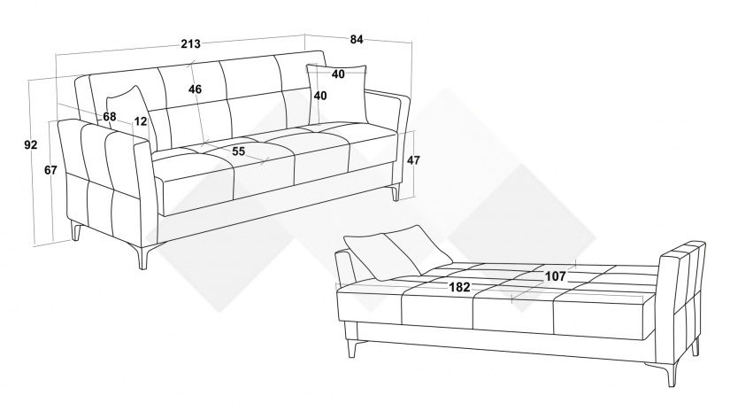 Диван Танго триместни кафяв - изглед 6 - МебелМаг Диван Танго триместни кафяв - изглед 6