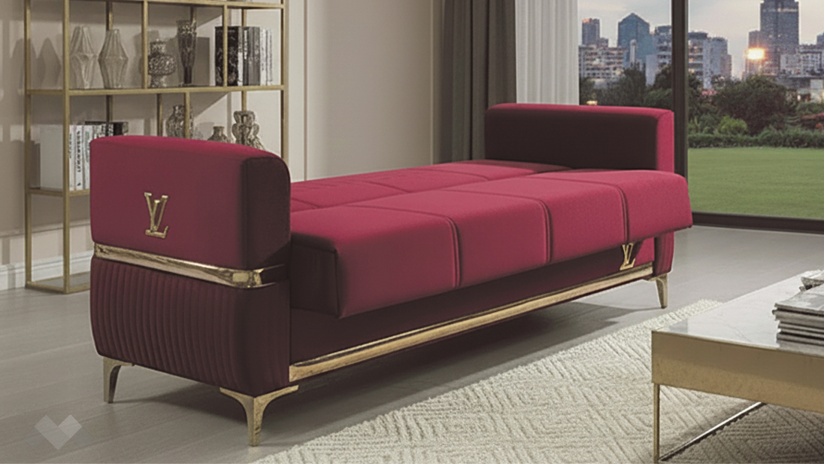 Диван Верино триместни червен - изглед 4 - МебелМаг Диван Верино триместни червен - изглед 4