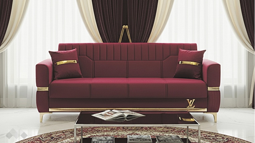 Диван Верино триместни червен - изглед 2 - МебелМаг Диван Верино триместни червен - изглед 2