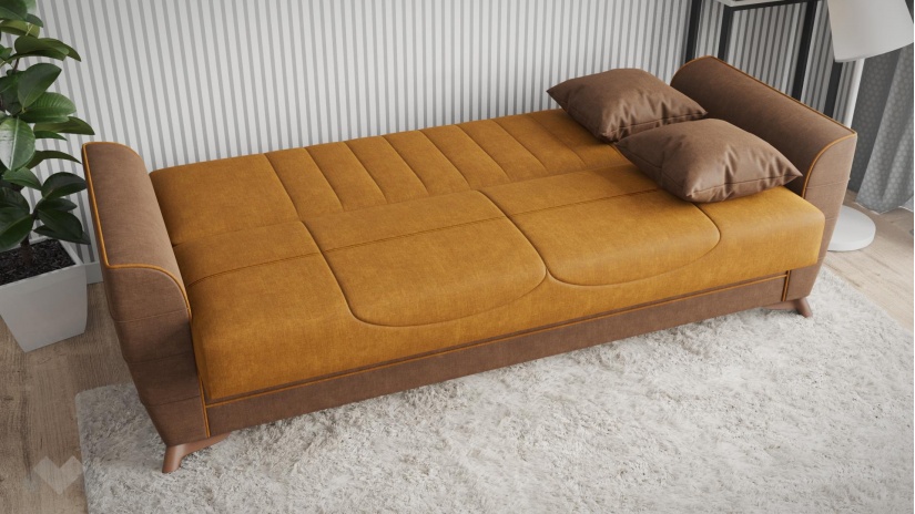 Диван Ялта триместни горчица - изглед 3 - МебелМаг Диван Ялта триместни горчица - изглед 3
