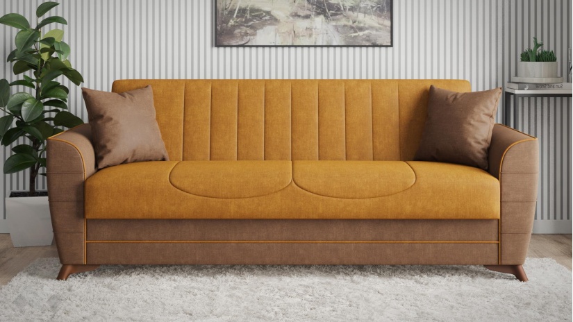 Диван Ялта триместни горчица - изглед 2 - МебелМаг Диван Ялта триместни горчица - изглед 2