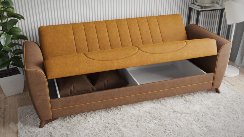 Диван Ялта триместни горчица - изглед 4 - МебелМаг Диван Ялта триместни горчица - изглед 4