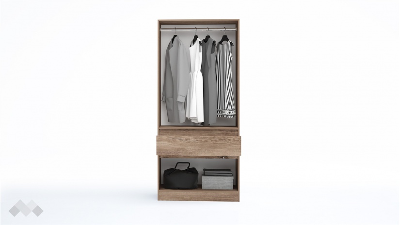 Гардероб Борей двукрилни браун силвърджак - изглед 2