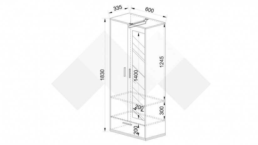 Гардероб Фийл дъб артисан със сатен - изглед 3