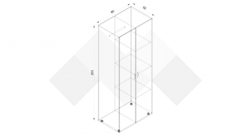 Гардероб Оптима двукрилни малта с антрацит - изглед 3 - МебелМаг Гардероб Оптима двукрилни малта с антрацит - изглед 3