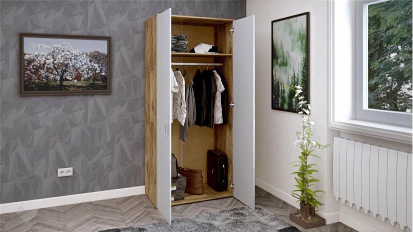 Гардероб Селтик двукрилни келтски дъб със светло сиво - изглед 2