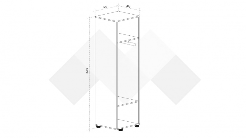 Гардероб Еко еднокрилни златен дъб с бял гланц - изглед 2