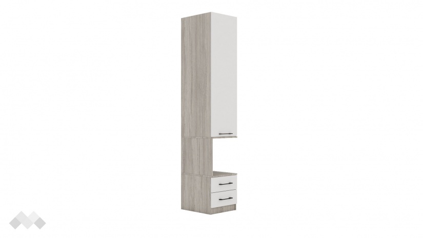 Гардероб Комо еднокрилни дъб ърбан ойстър с бяло - изглед 1 - МебелМаг Гардероб Комо еднокрилни дъб ърбан ойстър с бяло - изглед 1