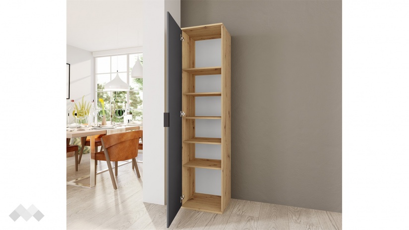 Гардероб Жако еднокрилни дъб артисан с графит - изглед 3 - МебелМаг Гардероб Жако еднокрилни дъб артисан с графит - изглед 3