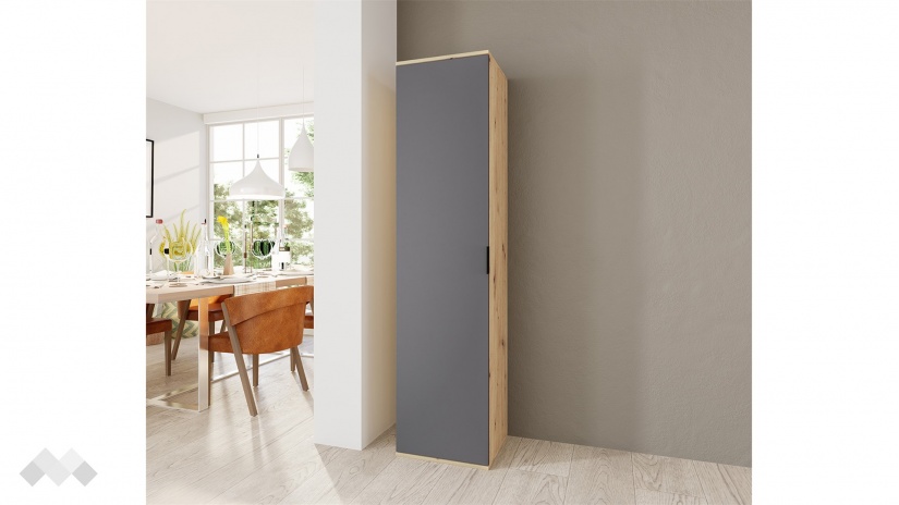 Гардероб Жако еднокрилни дъб артисан с графит - изглед 1 - МебелМаг Гардероб Жако еднокрилни дъб артисан с графит - изглед 1