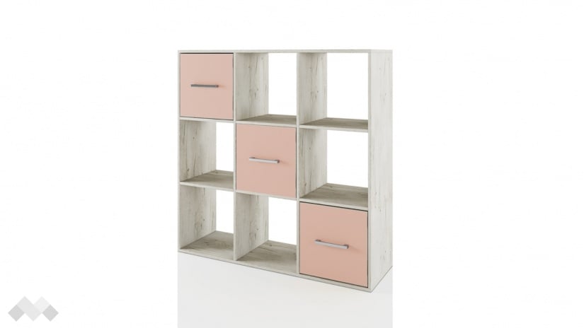 Етажерка Бретани дъб пиемона с розова праскова - изглед 1 - МебелМаг Етажерка Бретани дъб пиемона с розова праскова - изглед 1