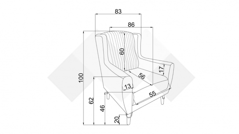 Фотьойл Маниса сив - изглед 3