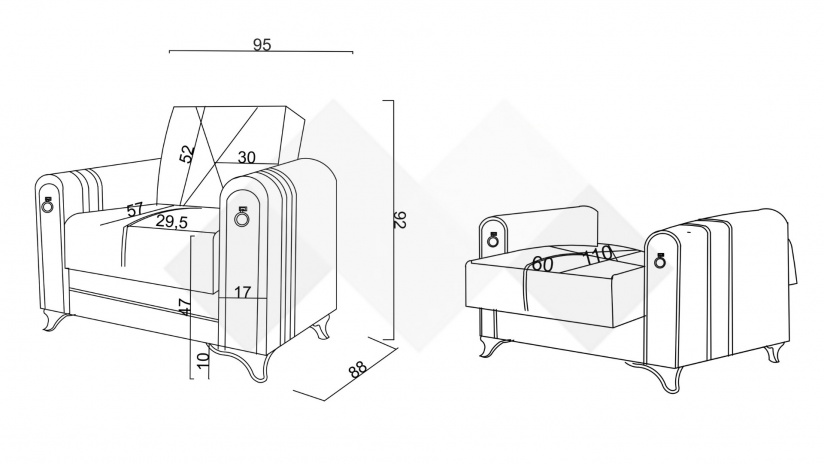 Фотьойл Клара черен - изглед 4