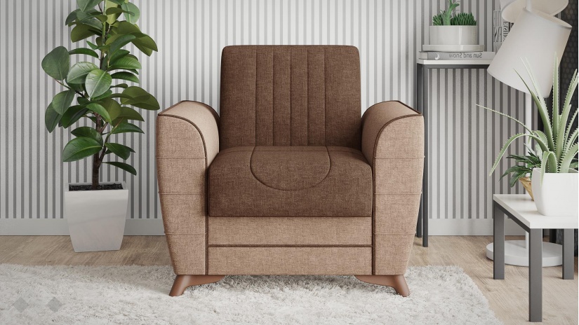 Разтегателен фотьойл Ялта кафяв с бежово - изглед 2