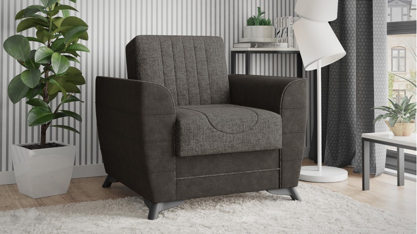 Разтегателен фотьойл Ялта сив с черно - изглед 1