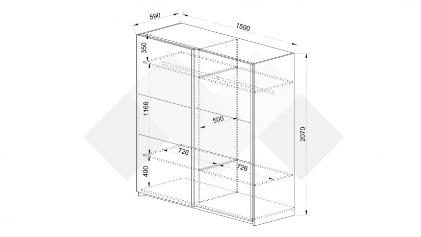 Гардероб Хартфорт с плъзгащи врати мока с лате - изглед 7 - МебелМаг Гардероб Хартфорт с плъзгащи врати мока с лате - изглед 7