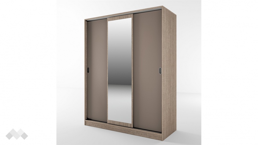 Гардероб Ричмънд с плъзгащи врати мока с лате - изглед 1 - МебелМаг Гардероб Ричмънд с плъзгащи врати мока с лате - изглед 1