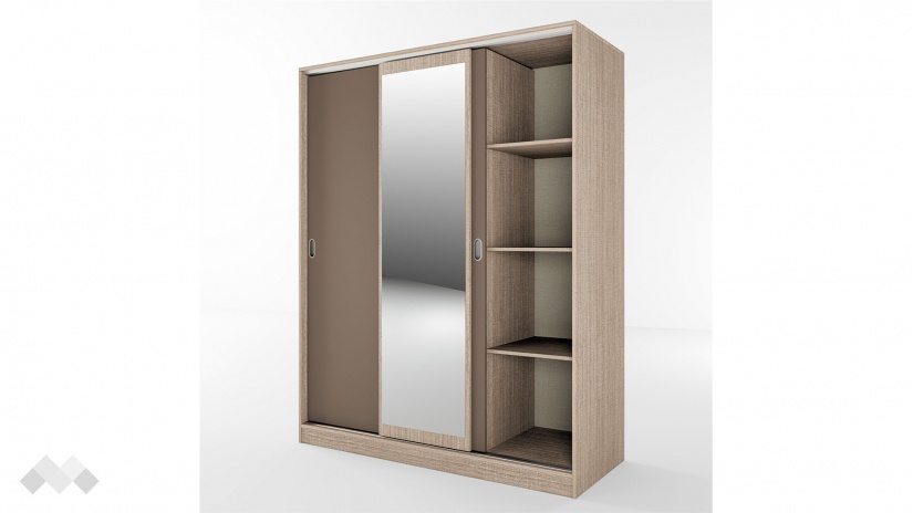 Гардероб Ричмънд с плъзгащи врати мока с лате - изглед 6 - МебелМаг Гардероб Ричмънд с плъзгащи врати мока с лате - изглед 6