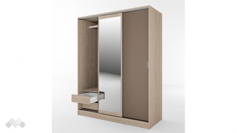 Гардероб Ричмънд с плъзгащи врати мока с лате - изглед 8 - МебелМаг Гардероб Ричмънд с плъзгащи врати мока с лате - изглед 8