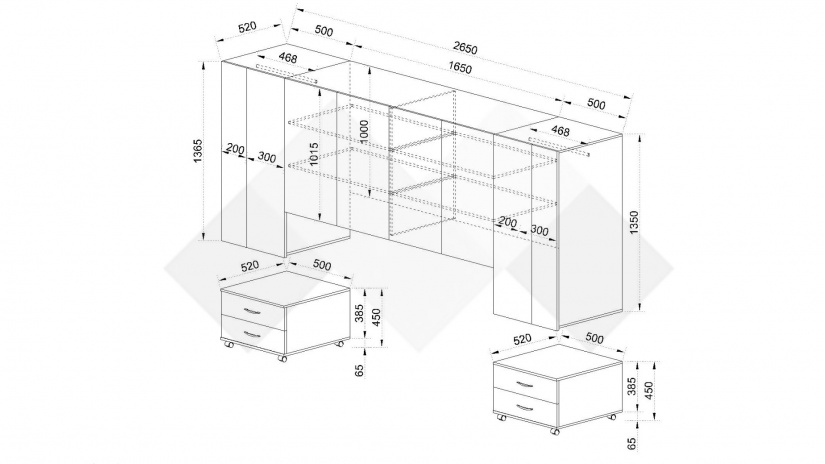 Гардероб Зак шесткрилни мока с лате - изглед 8
