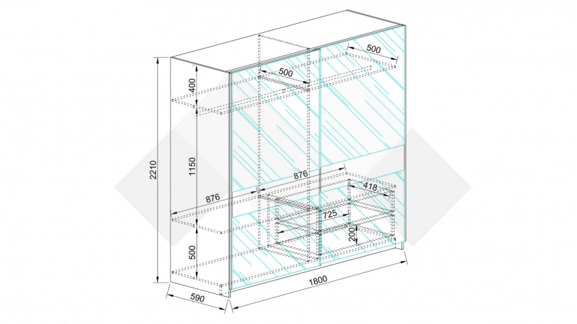 Гардероб Аделаида с плъзгащи врати сонома арвен - изглед 4
