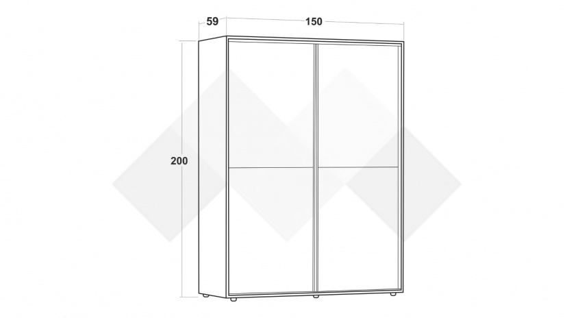 Гардероб Галати с плъзгащи врати дъб вотан светъл с антрацит - изглед 3
