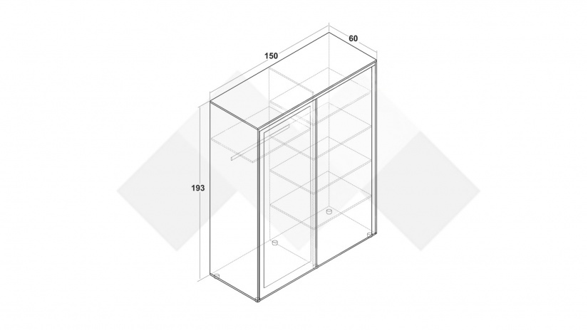 Гардероб с плъзгащи врати Кайли с плъзгащи врати дъб вотан с черно шагре - изглед 4