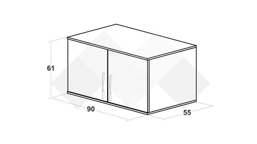 Горен шкаф Калифорния бял с бял гланц - изглед 2