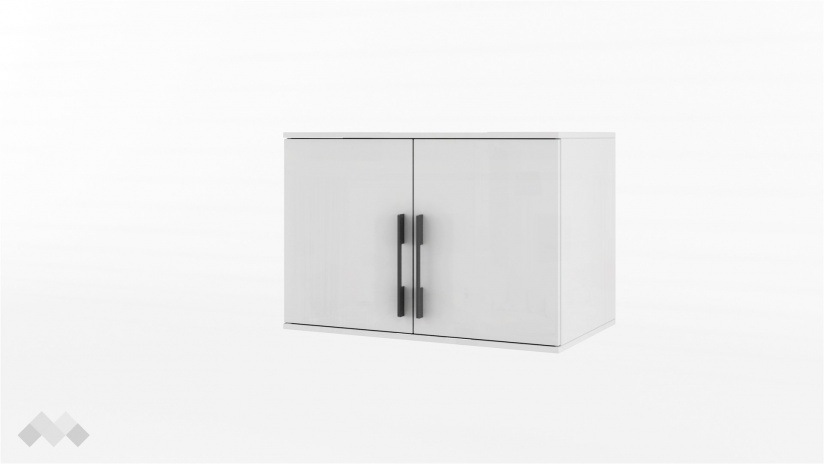 Горен шкаф Калифорния бял с бял гланц - изглед 1