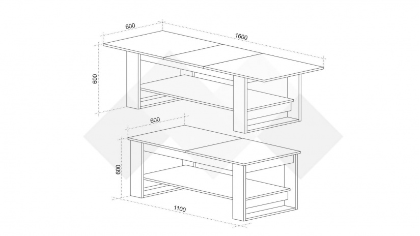 Холна маса Денвър разтегателни дъб евок с бял гланц - изглед 3 - МебелМаг Холна маса Денвър разтегателни дъб евок с бял гланц - изглед 3